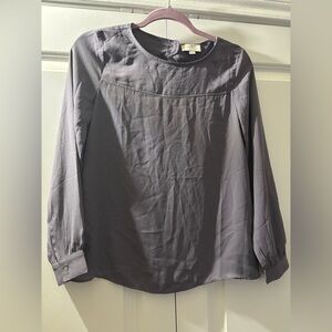 LOFT Charcoal Long Sleeve Blouse
